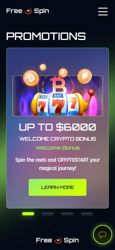 Free Spin Casino mobile promotions area